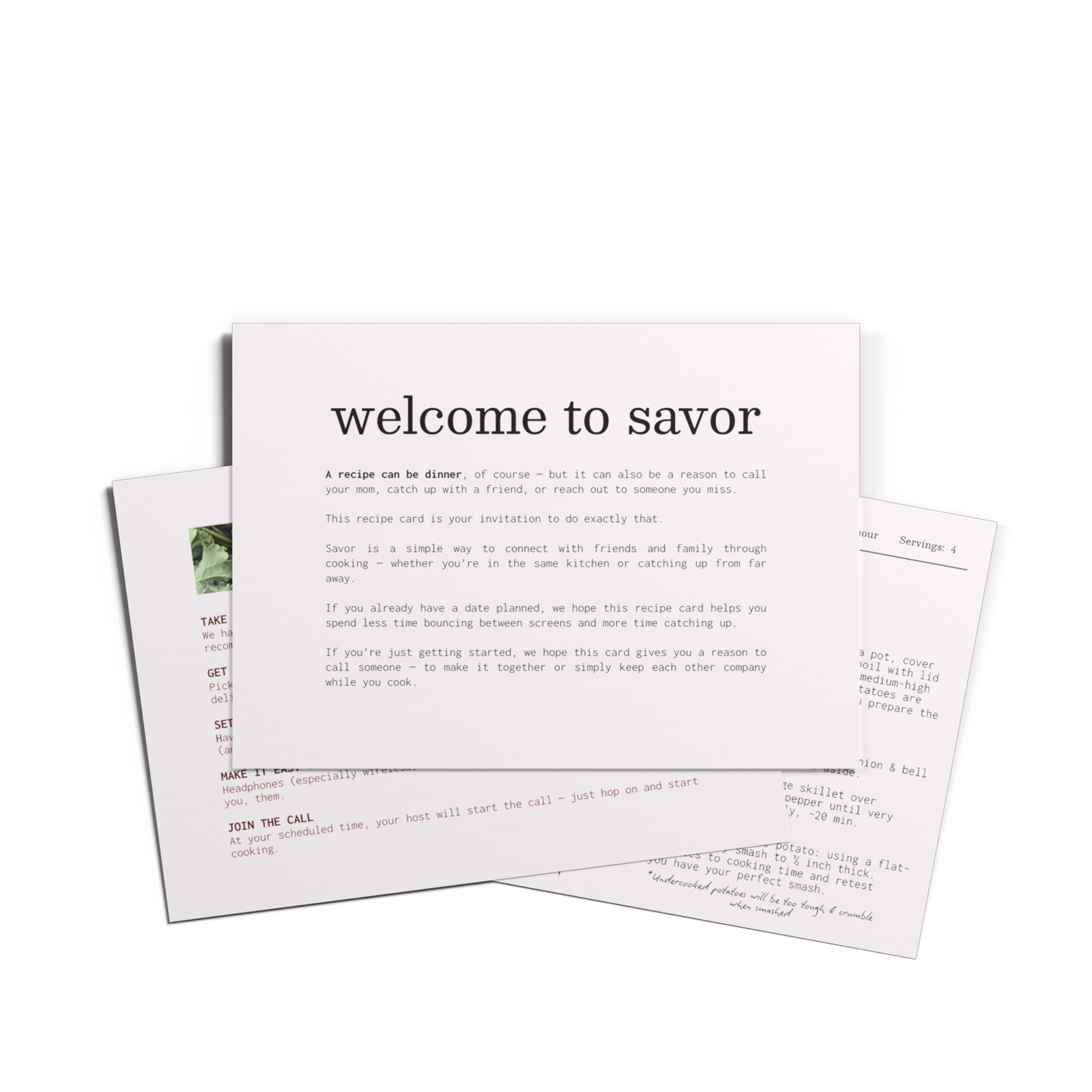 Savor recipe cards arriving by post
