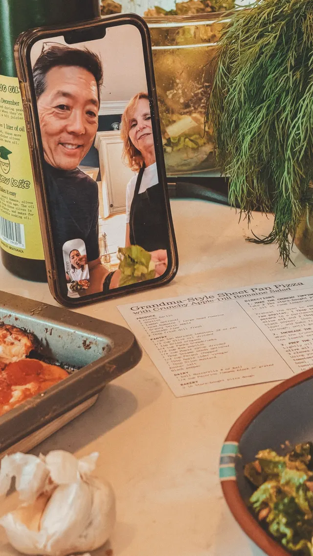 Cooking together over a video call — a Savor session